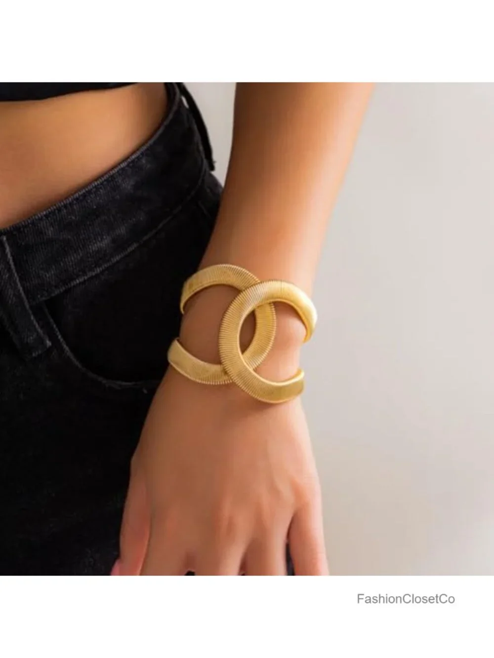 Chunky Cuff Bracelet Wide Gold Bangle Hollow Out Punk Jewelry